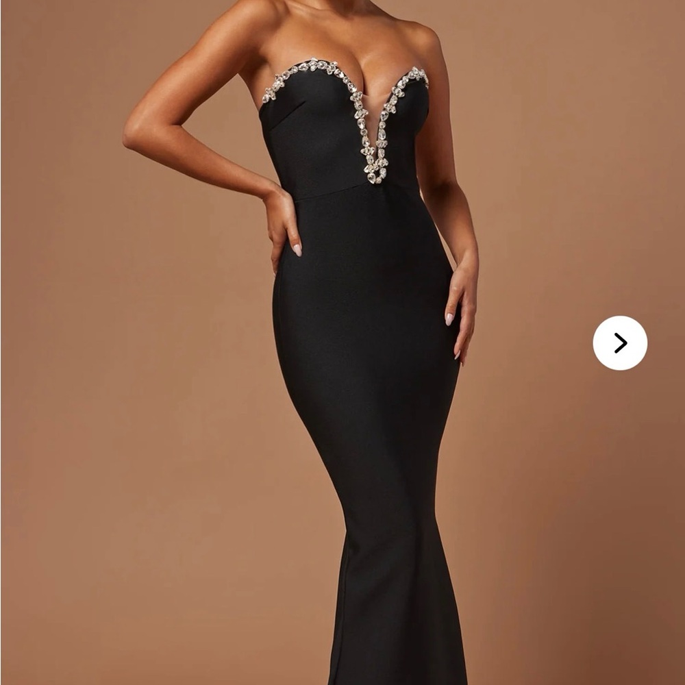 Fashion Nova -Odessa Embellished Bandage Gown - Black